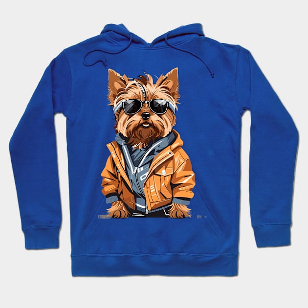 Yorkshire Terrier With Sunglasses Hoodie by Graceful Designs